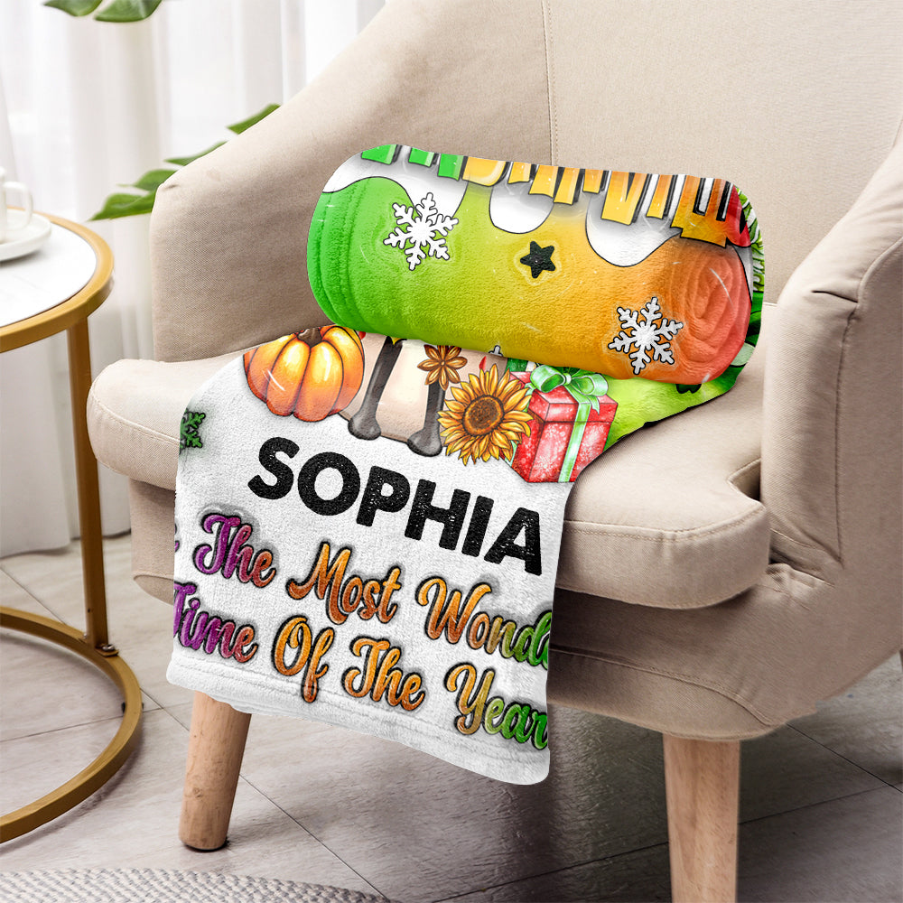 Personalized Hallothanksmas Blanket Custom Name Festive Gift Blanket GradoCreations