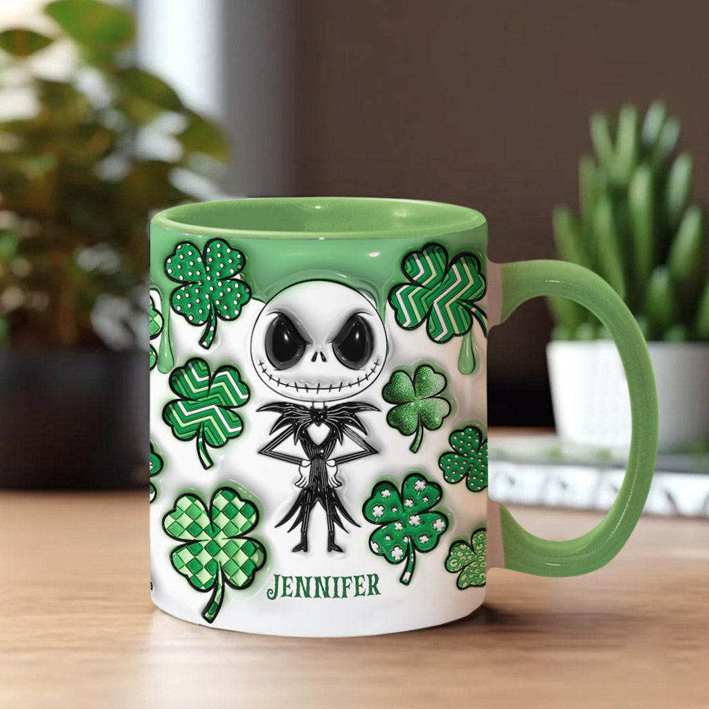 Personalized Nightmare Accent Mug with Shamrocks for Mom Accent Mug GradoCreations