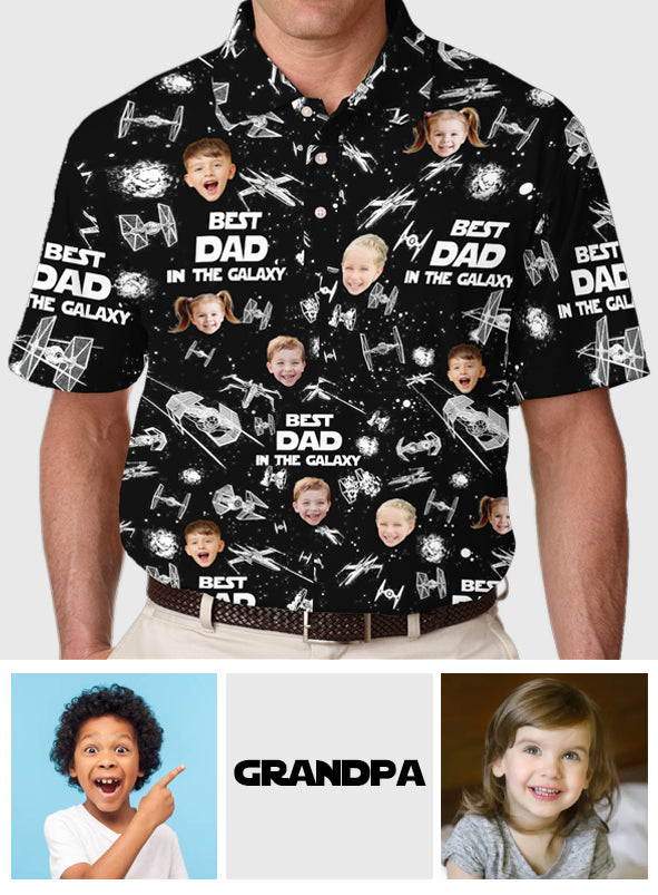 Personalized Space-Themed Polo Shirt for Dad with Custom Photo Polo Shirt GradoCreations