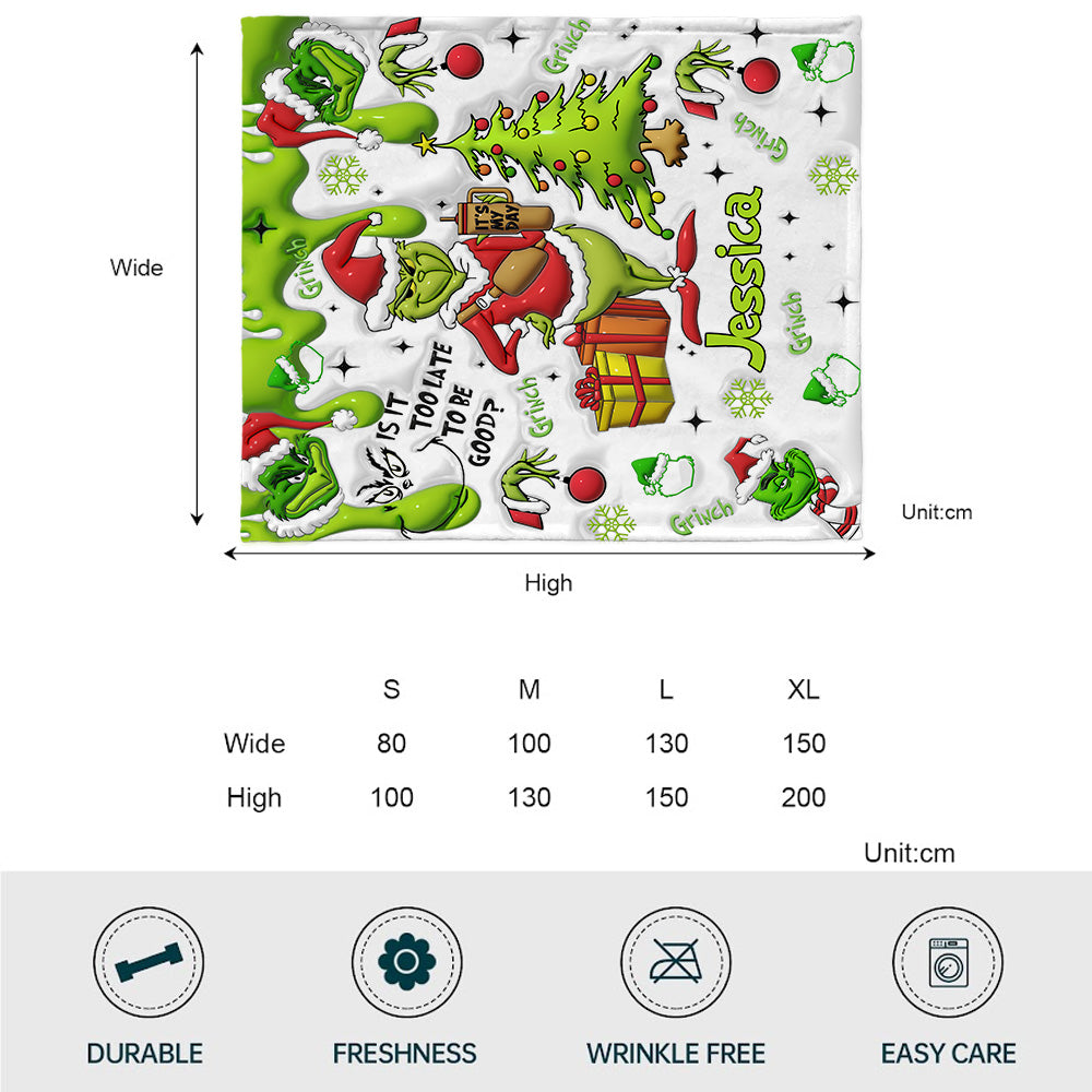 Personalized Grinchmas Blanket Soft Flannel Gift for Christmas Blanket GradoCreations
