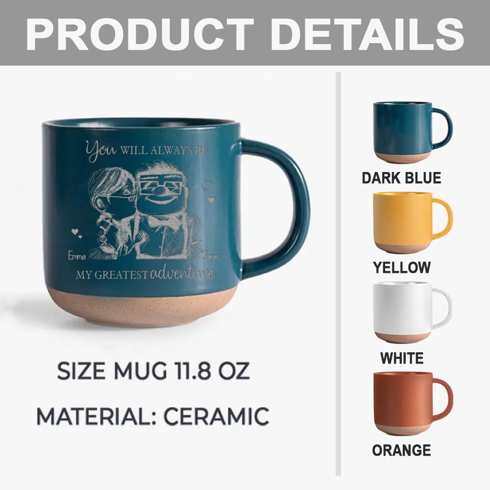 Personalized Engraved Pottery Mug Custom Name Gift for Couples Engraved Pottery Mug GradoCreations