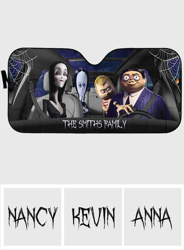 Personalized Halloween Car Sunshade Custom Family Name Gift Car Sunshade GradoCreations