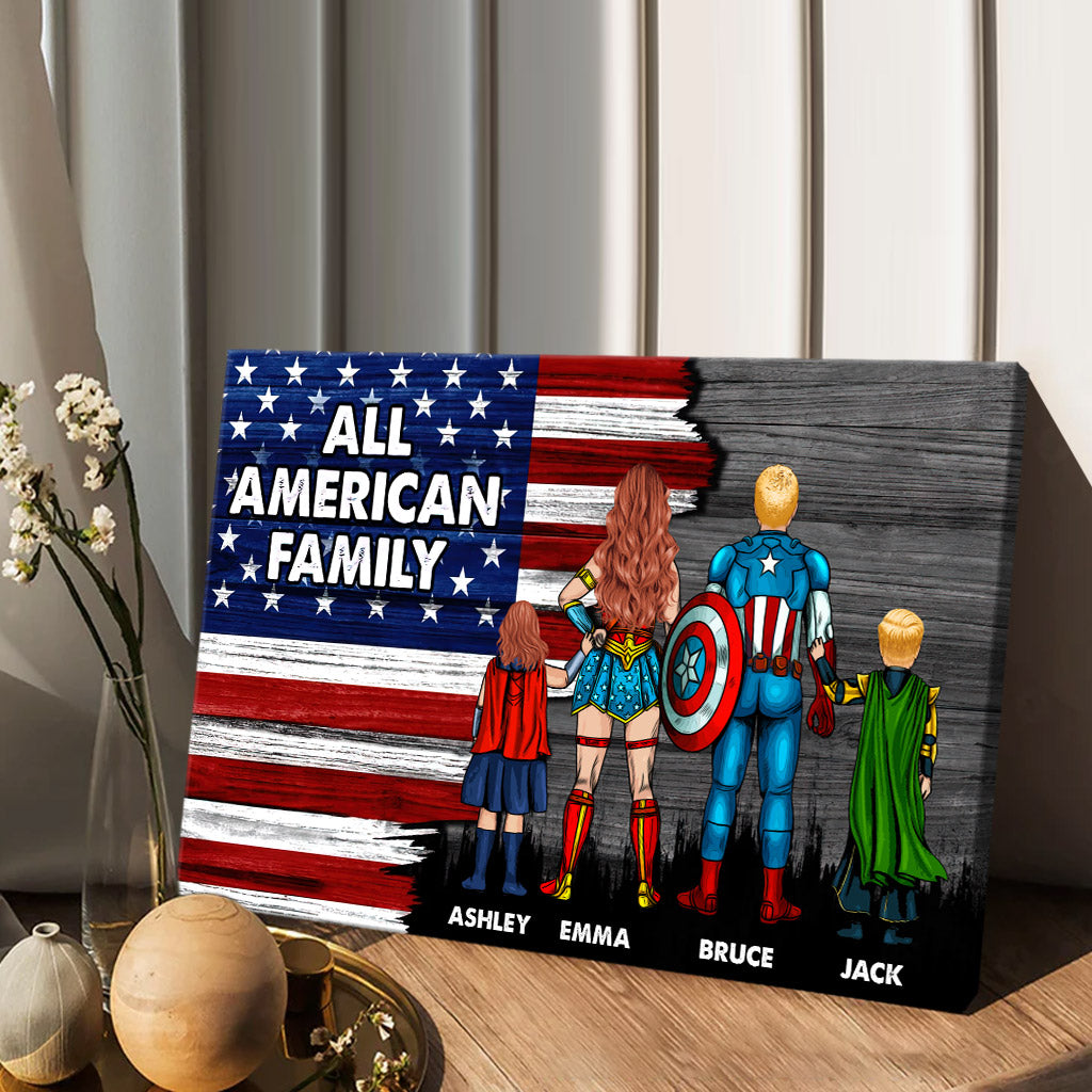 Personalized Family Canvas Wall Art Custom Names USA Gift Canvas And Poster GradoCreations