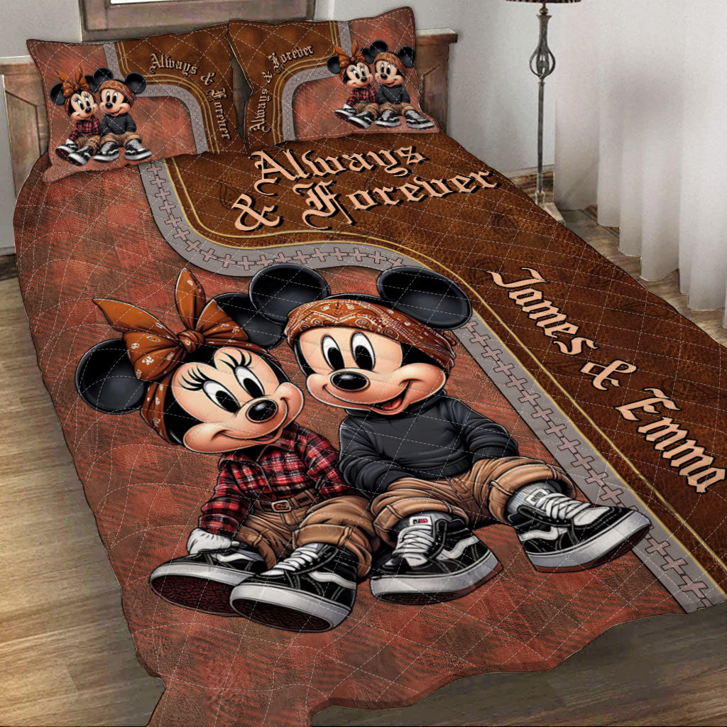 Personalized Mickey & Minnie Mouse Quilt Set for Couples | Unique Romantic Gift Quilt Set GradoCreations