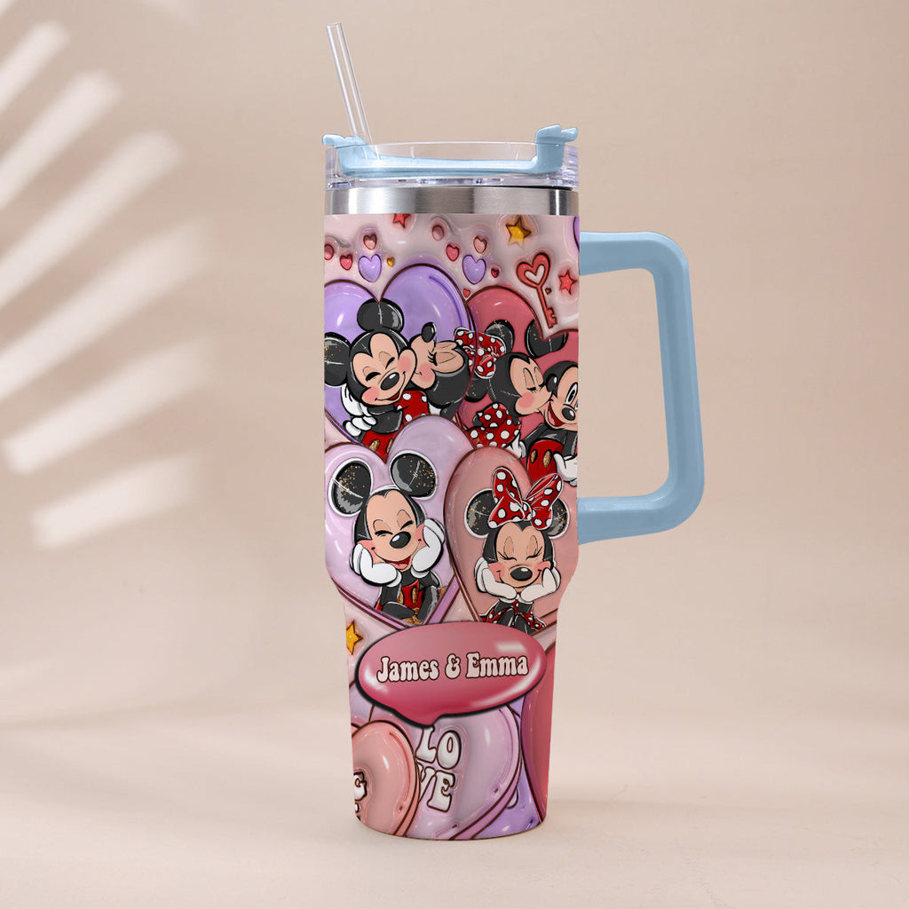 Personalized Mouse Ears Couple Tumbler with Handle for Engagement Tumbler With Handle GradoCreations