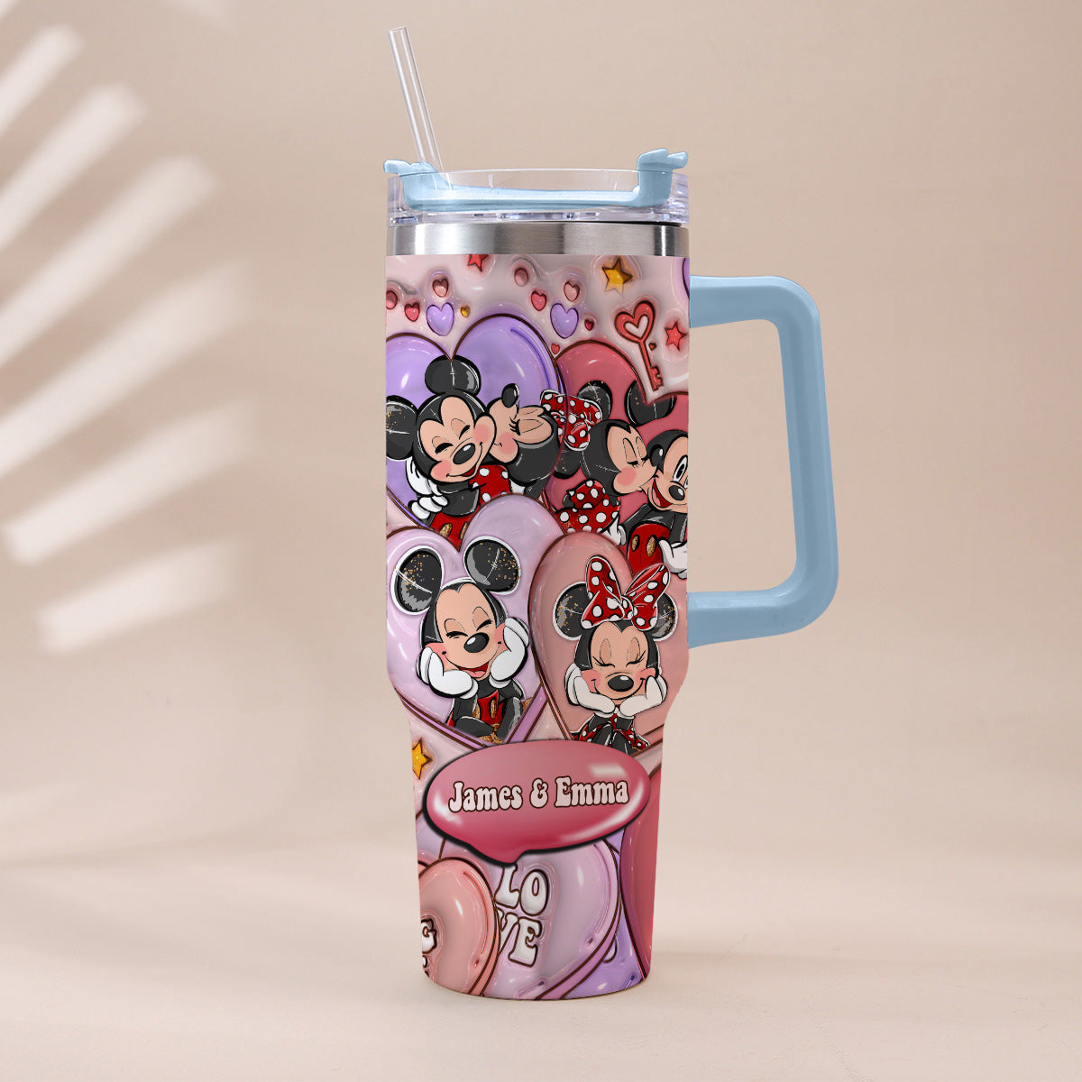 Personalized Mouse Ears Couple Tumbler with Handle for Engagement Tumbler With Handle GradoCreations