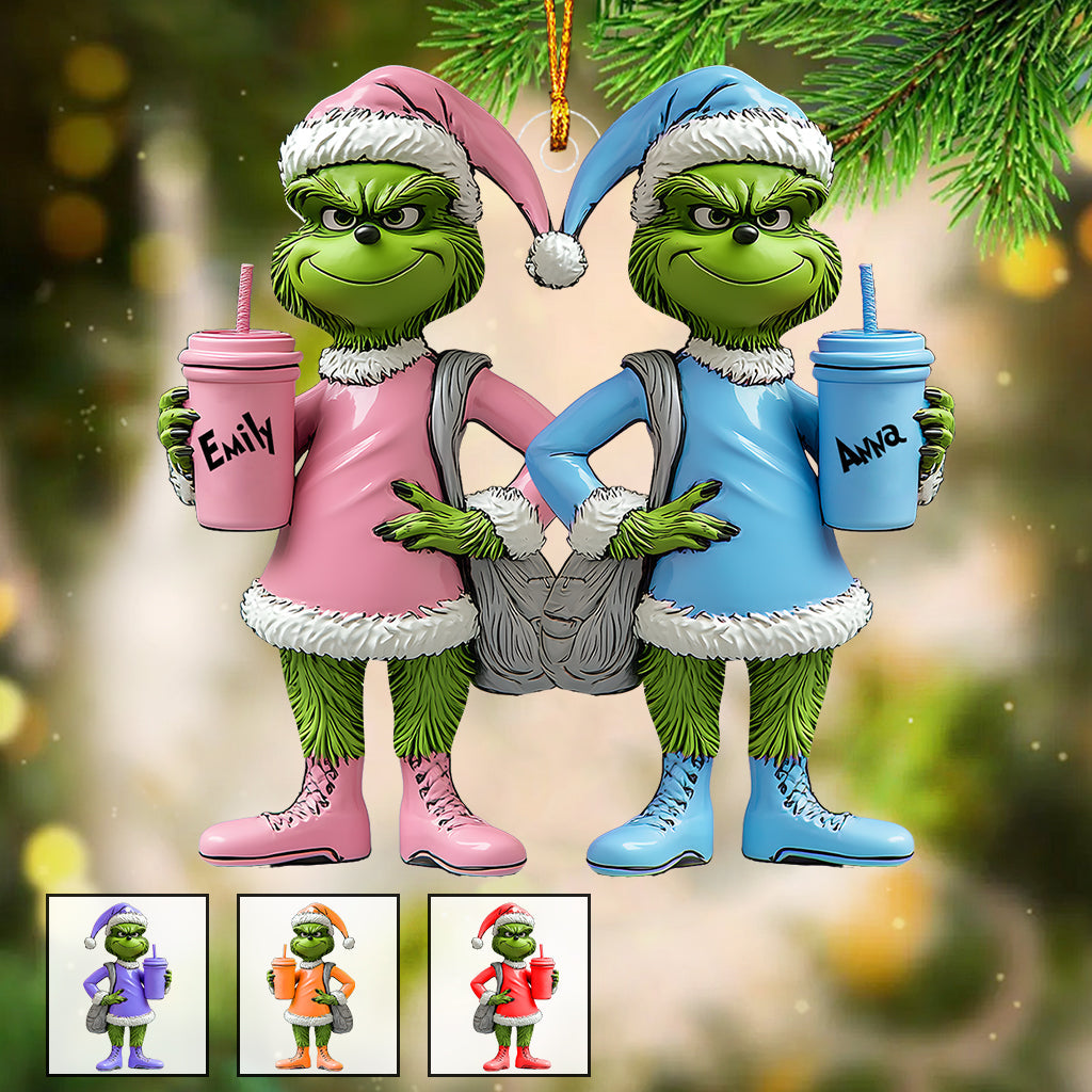 Personalized Grinch Transparent Ornament Custom Gift for Friends One-sided Ornament GradoCreations
