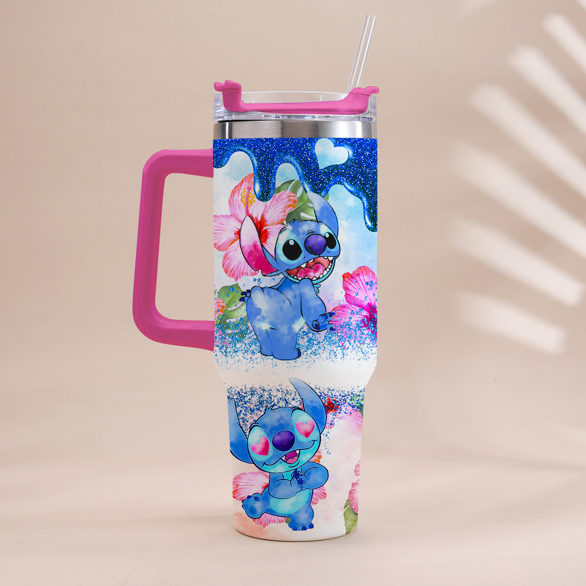 Personalized Tropical Vibe Tumbler With Handle Custom Name Gift Tumbler With Handle GradoCreations