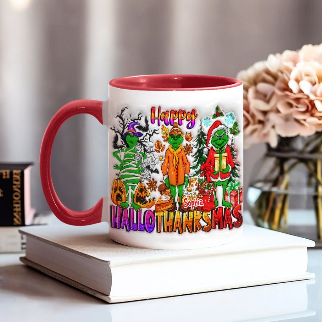 Personalized Grinch Accent Mug Custom Name Holiday Gift Accent Mug GradoCreations