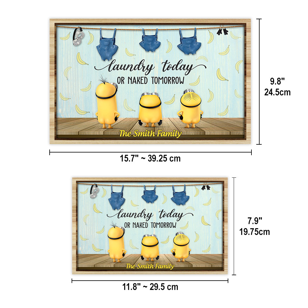Personalized Laundry Today Naked Tomorrow Wood Sign - Custom Family Home Decor Rectangle Wood Sign GradoCreations