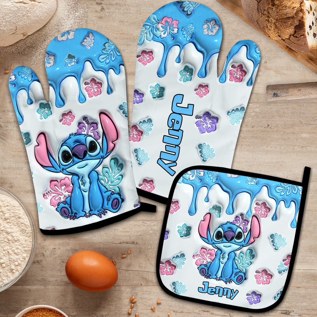 Personalized Ohana Oven Mitts & Pot Holder Set Custom Name Gift for Mom Oven Mitts & Pot Holder Set GradoCreations