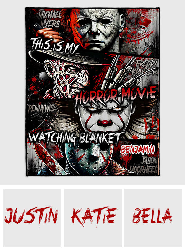 Personalized Horror Movie Watching Blanket Custom Name Gift Blanket GradoCreations