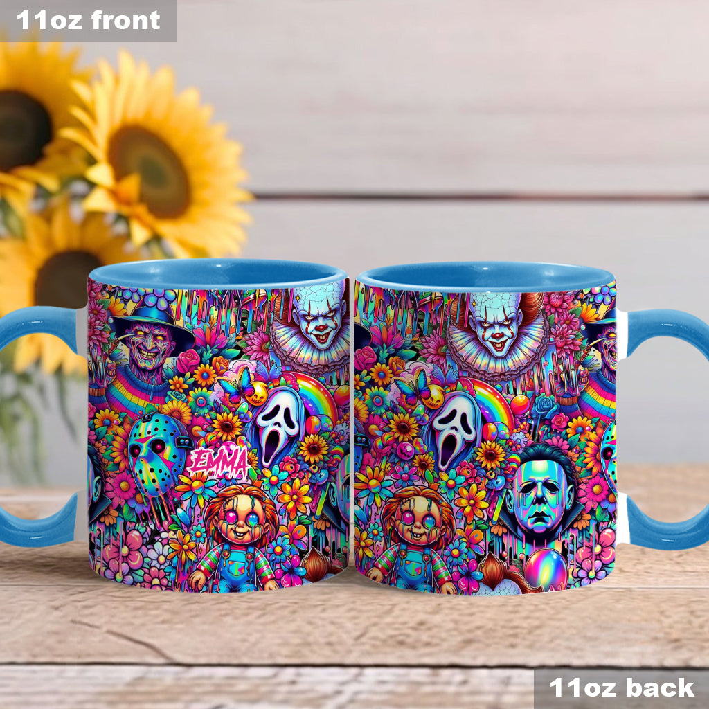 Personalized Colorful Horror Accent Mug with Custom Name - Perfect for Halloween Accent Mug GradoCreations