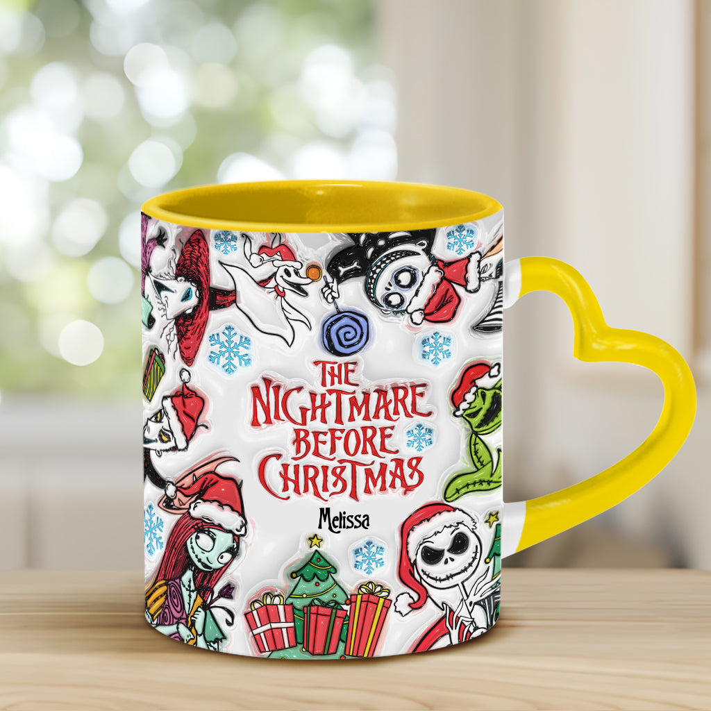 Personalized Nightmare Before Christmas Mug with Heart Handle Heart Handle Mug GradoCreations