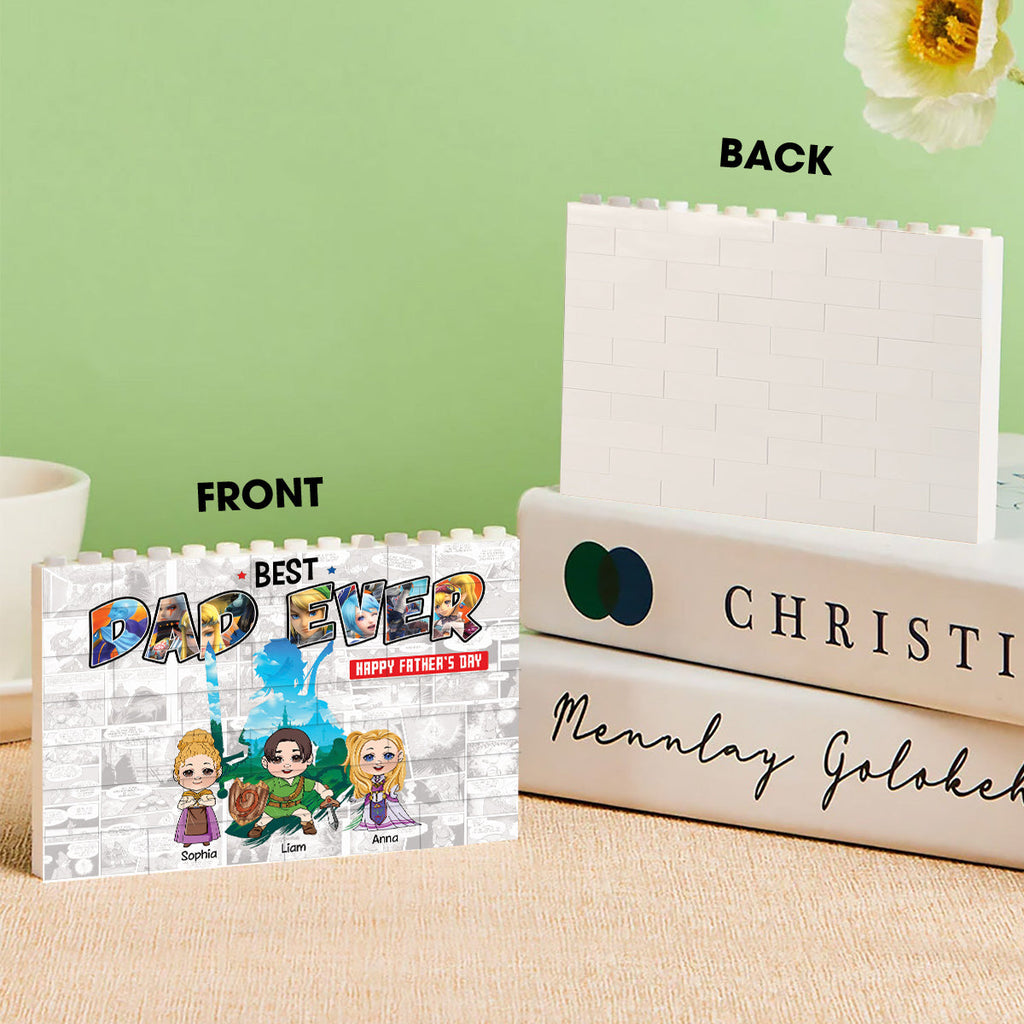 Personalized Building Brick Block Best Dad Ever Gift for Father's Day One-sided Rectangle Building Brick Blocks GradoCreations