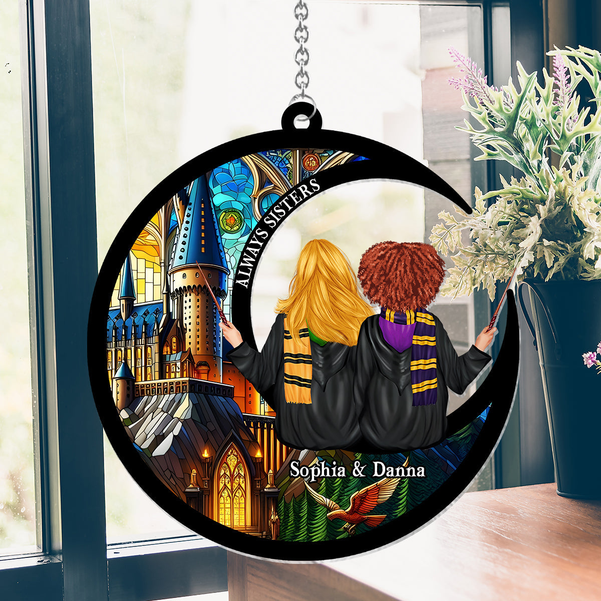 Personalized Always Sisters Suncatcher Ornament Gift for Besties Window Hanging Suncatcher Ornament GradoCreations