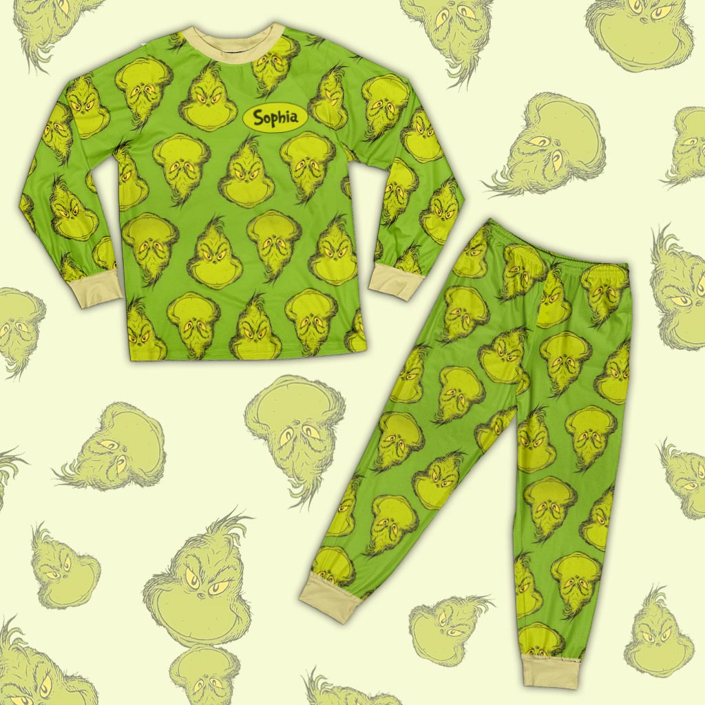 Personalized Grinch Pajama Set for Kids | Christmas Gift Pajamas Set GradoCreations