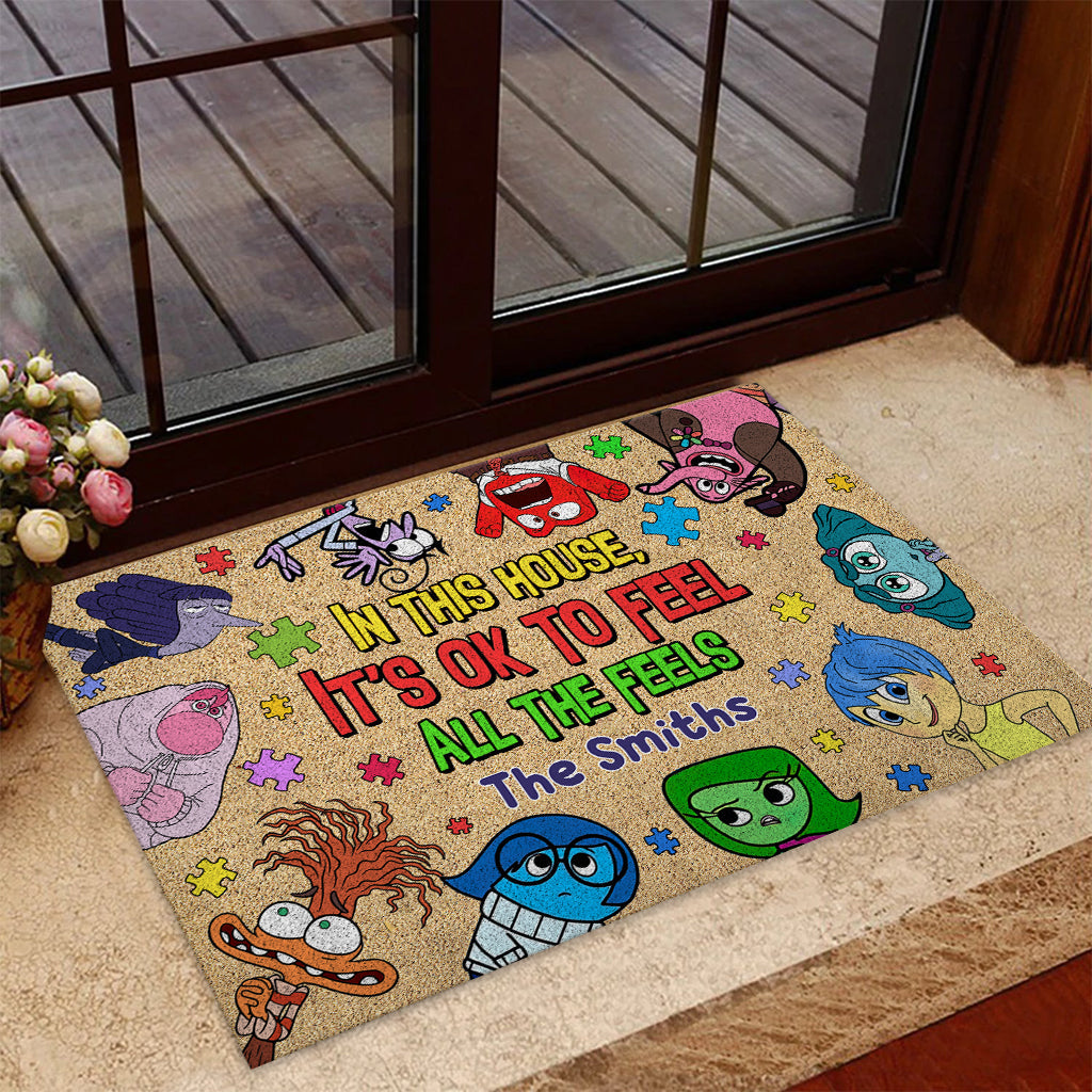 Personalized Autism Awareness Doormat with Family Name - Custom Housewarming Gift Doormat GradoCreations