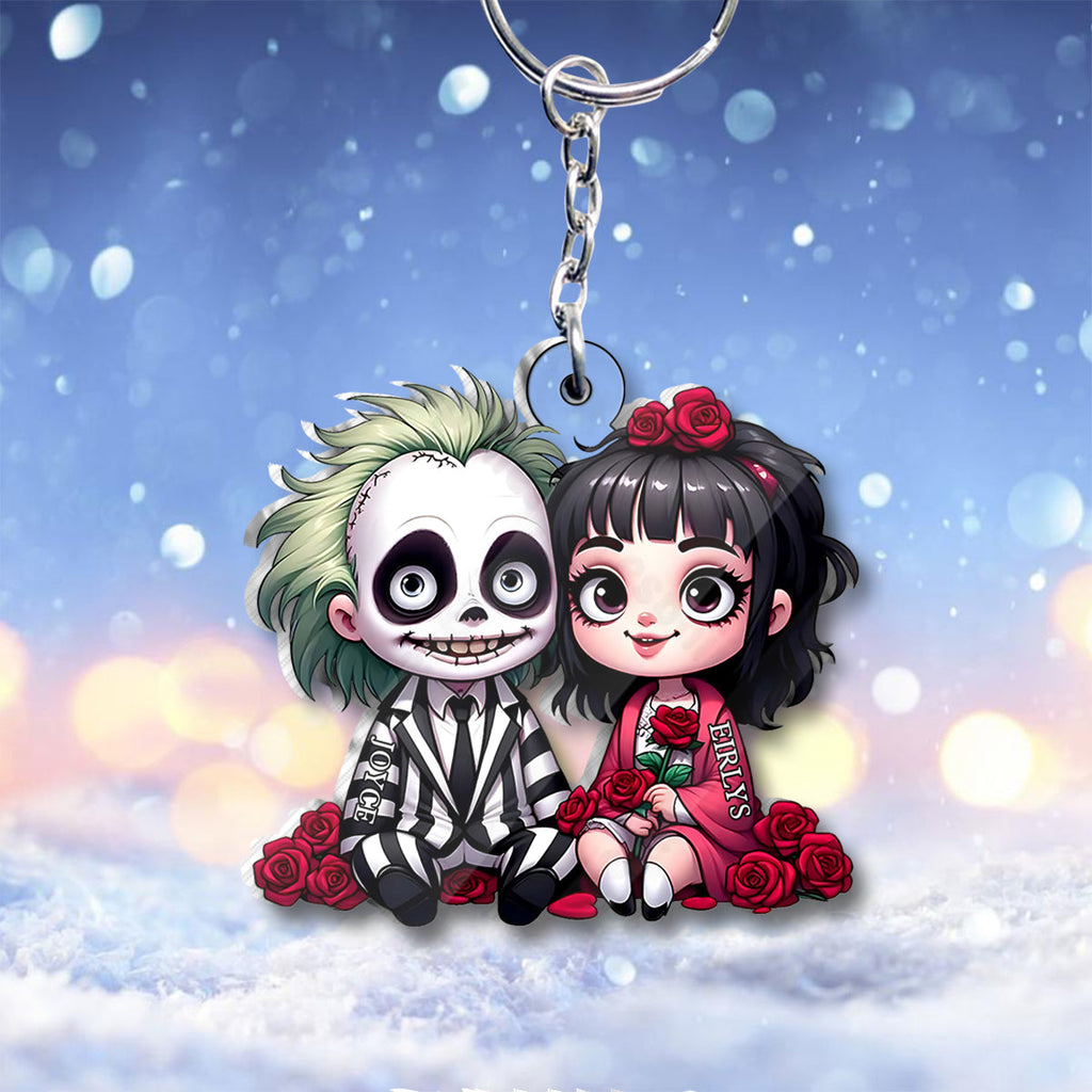 Personalized Horror Couple Keychain Custom Name Gift One-sided Custom Shaped Keychain GradoCreations