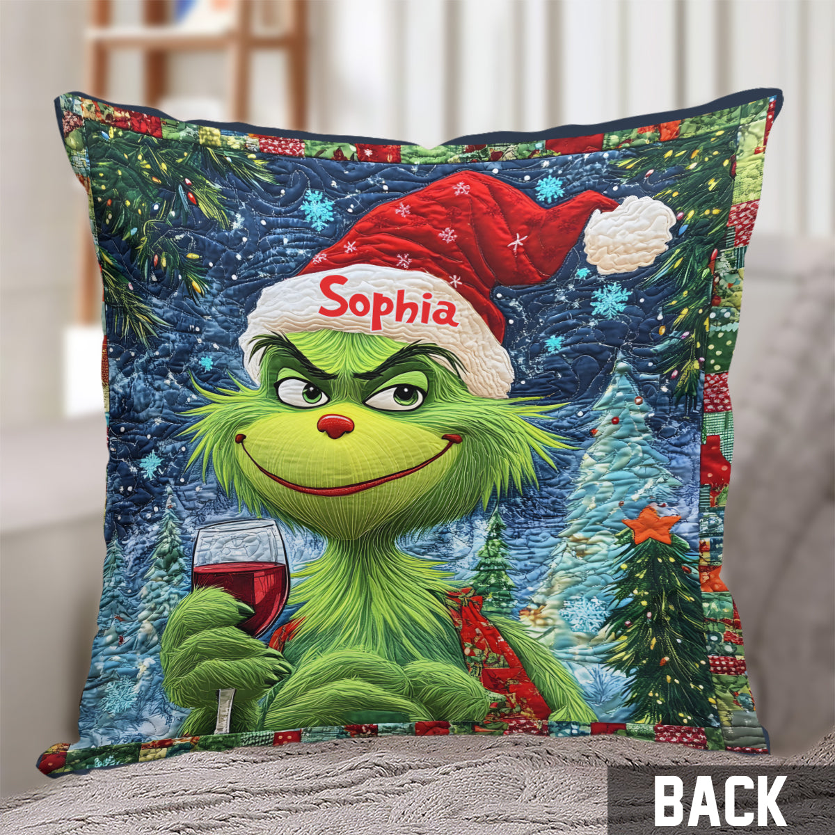 Personalized Merry Grinchmas Throw Pillow with Name for Christmas Throw Pillow GradoCreations