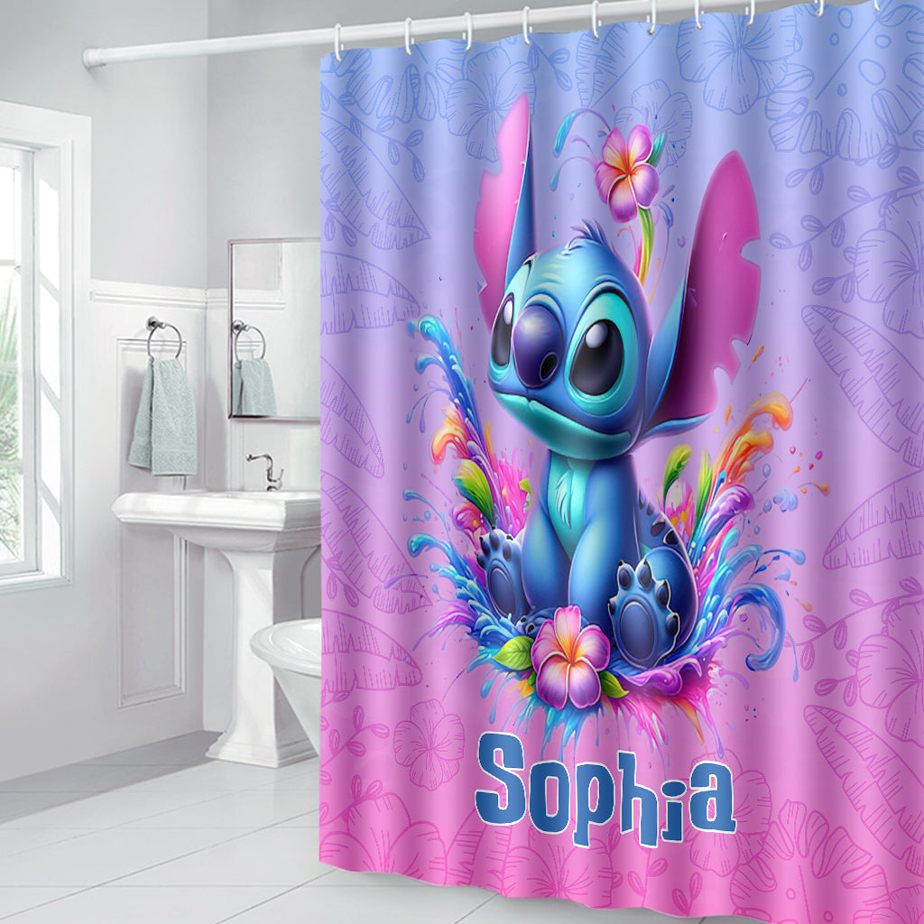 Personalized Ohana Bathroom Curtain & Mats Set Unique Gift for Kids Bathroom Curtain & Mats Set GradoCreations