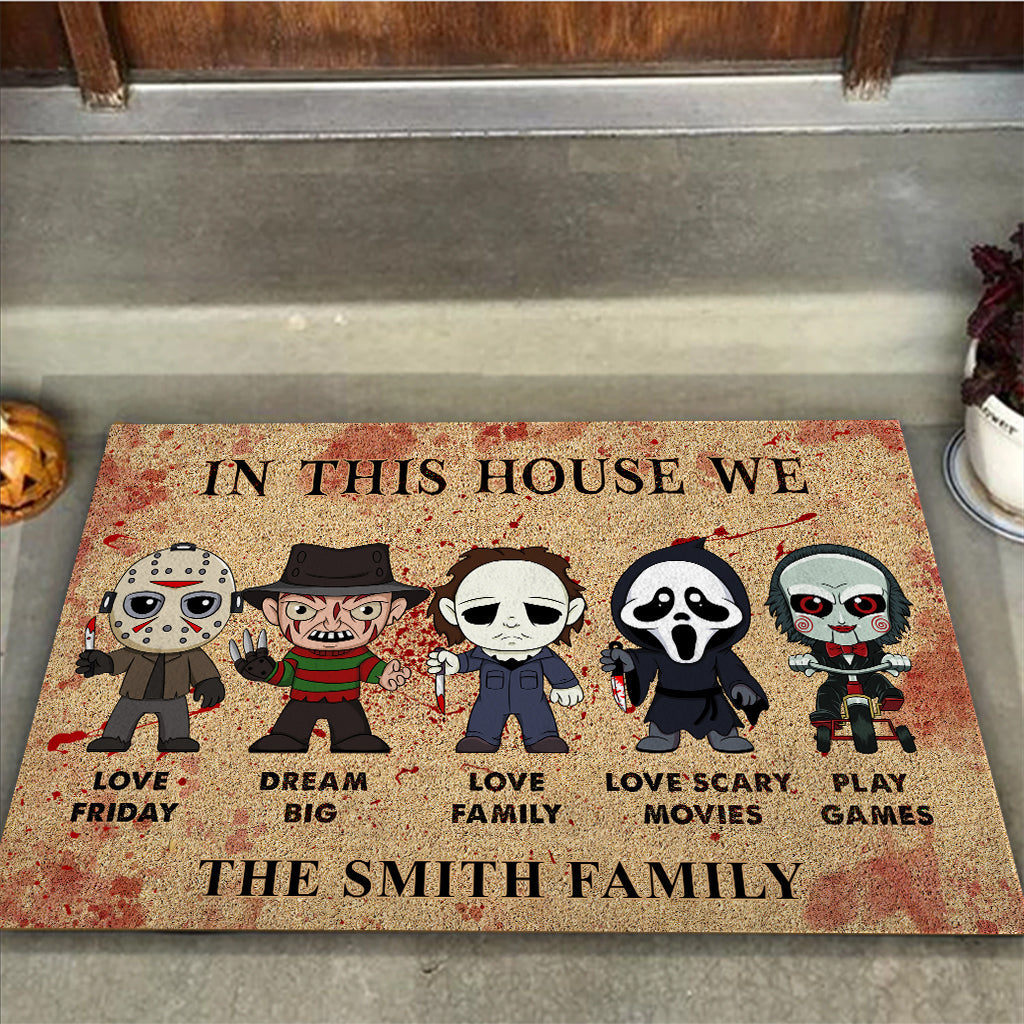 Personalized Scary Movies Doormat Custom Name Housewarming Gift Doormat GradoCreations