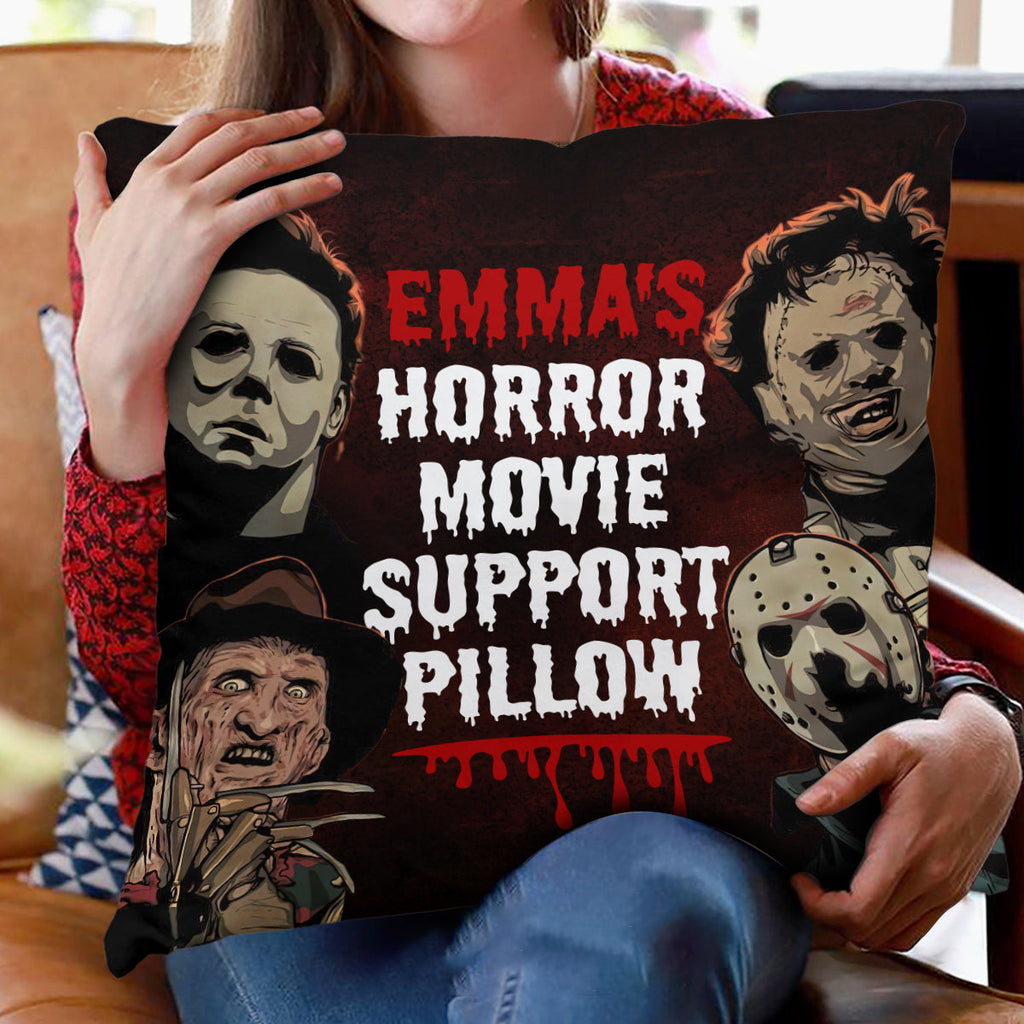 Personalized Horror Movie Support Pillow Custom Name Gift Throw Pillow GradoCreations
