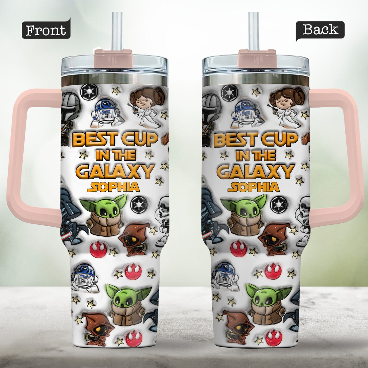 Personalized Galaxy Tumbler with Handle Gift for Kids - Custom Name Tumbler With Handle GradoCreations