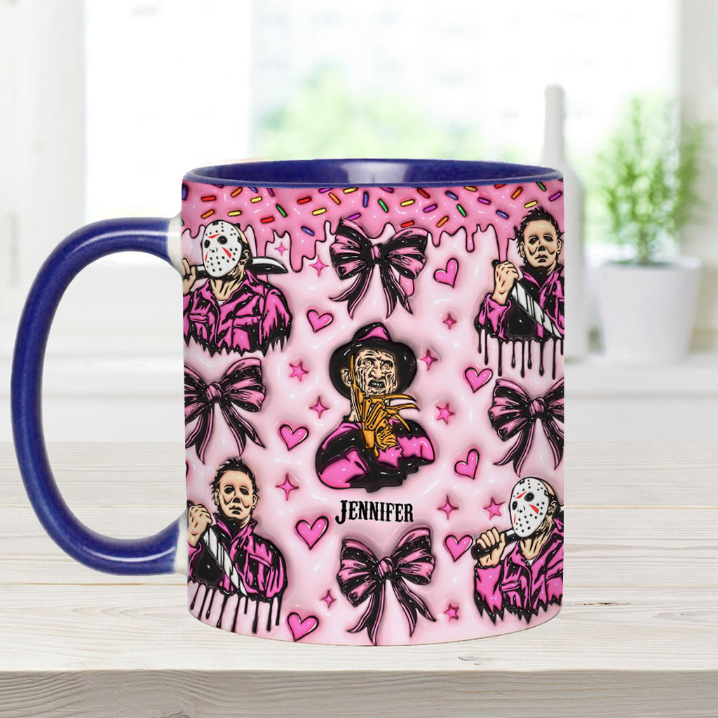 Personalized Pink Halloween Accent Mug with Custom Name Accent Mug GradoCreations