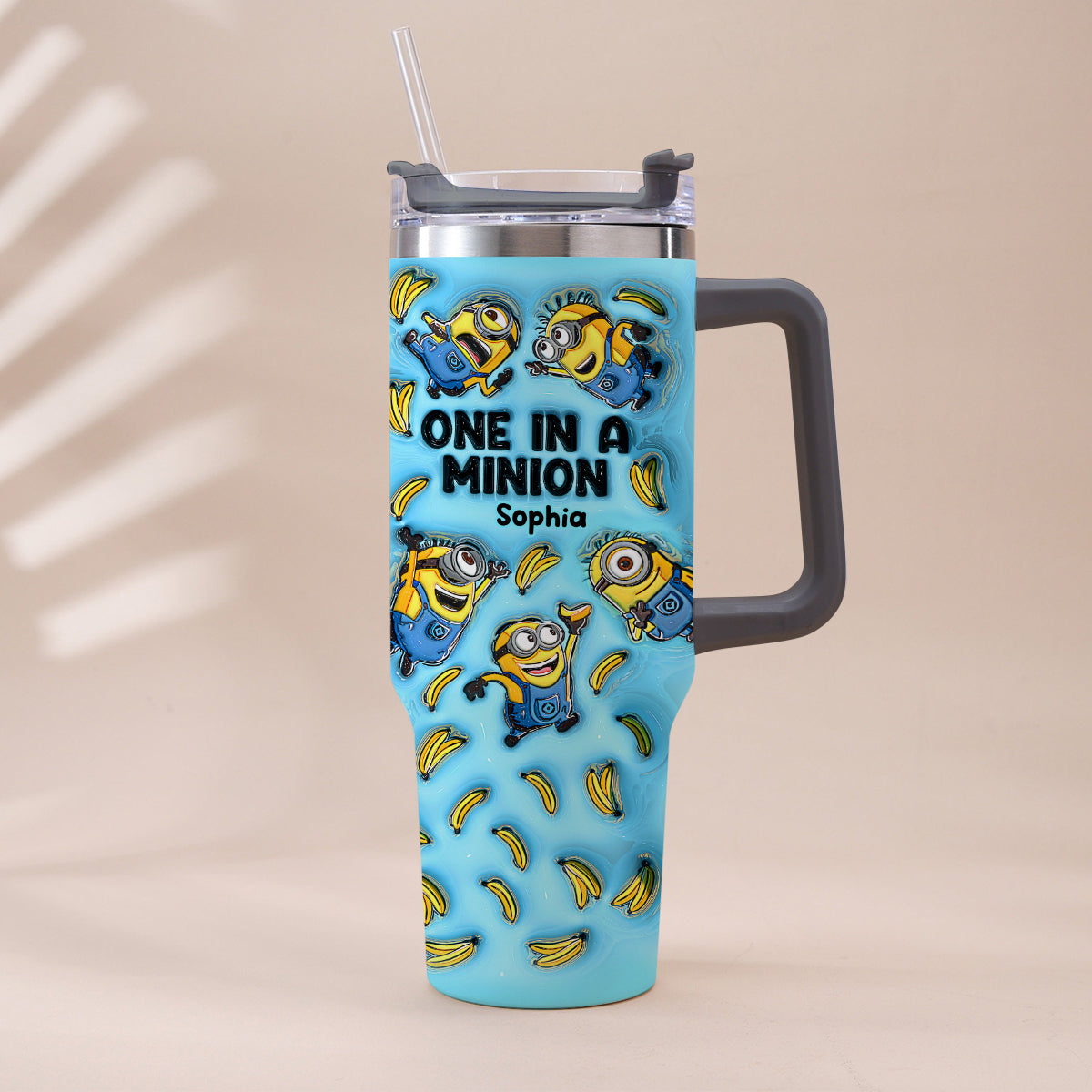 Personalized Minion Tumbler with Handle - Custom Name Gift Tumbler With Handle GradoCreations