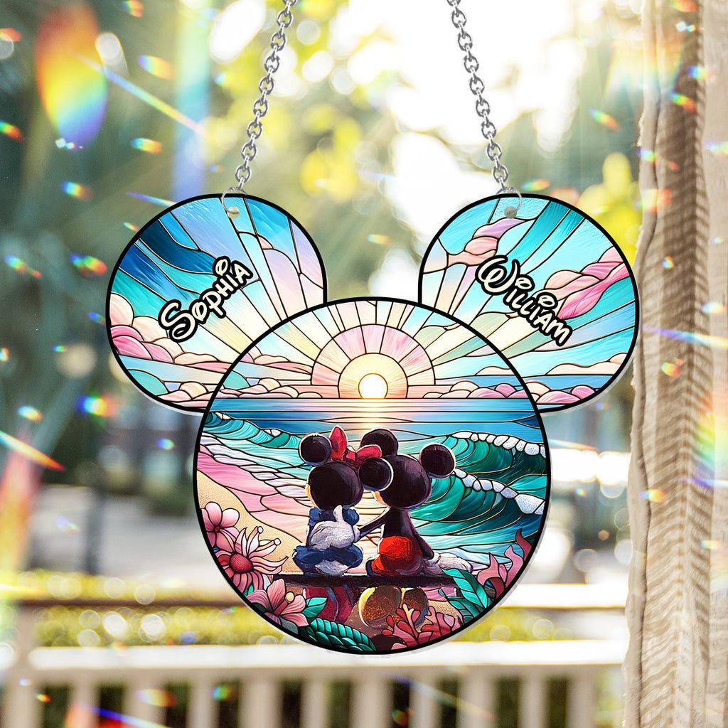 Personalized Sunrise Mouse Window Hanging Suncatcher Gift for Couples Window Hanging Suncatcher Ornament GradoCreations