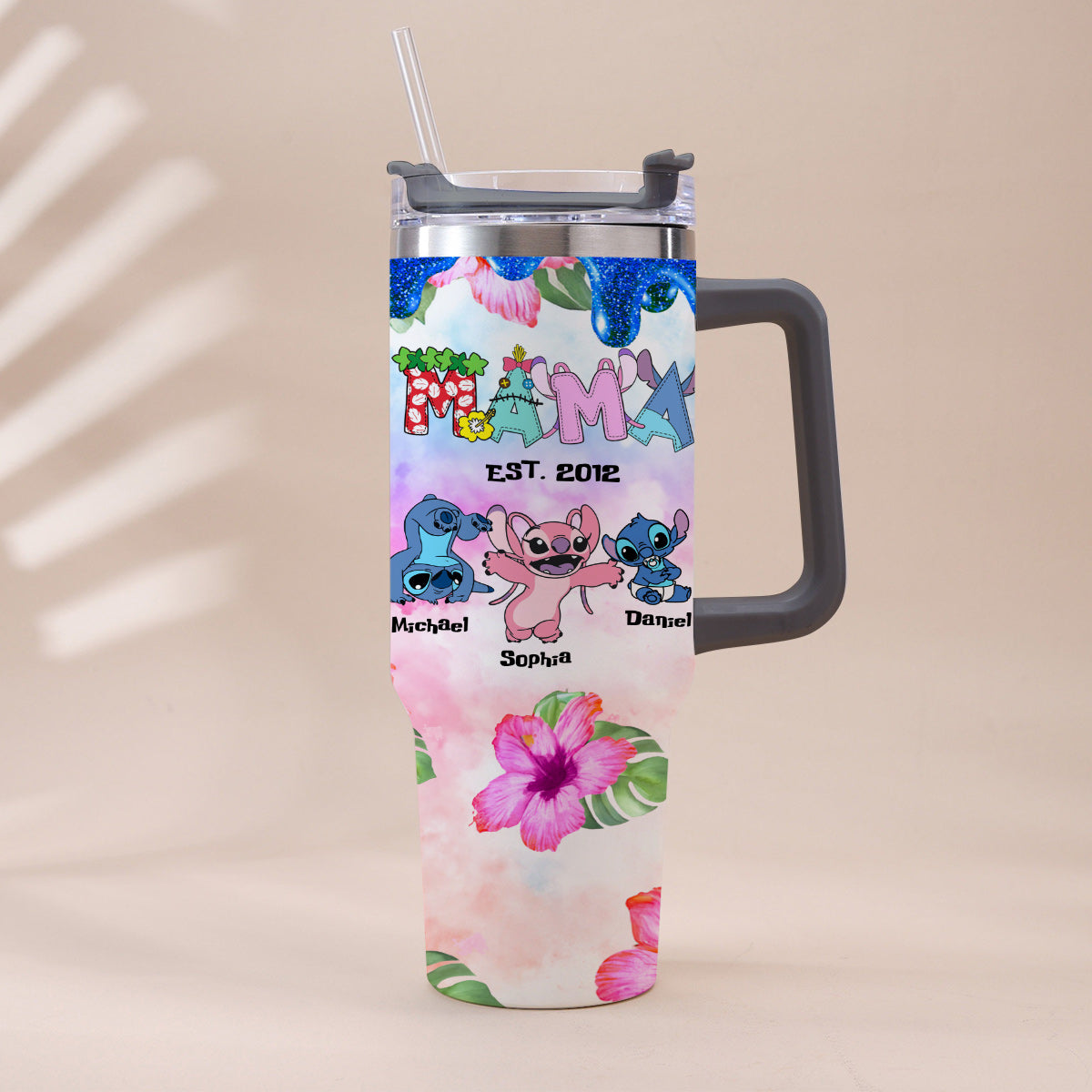 Personalized Ohana Tumbler with Handle Custom Name Gift for Mom Tumbler With Handle GradoCreations
