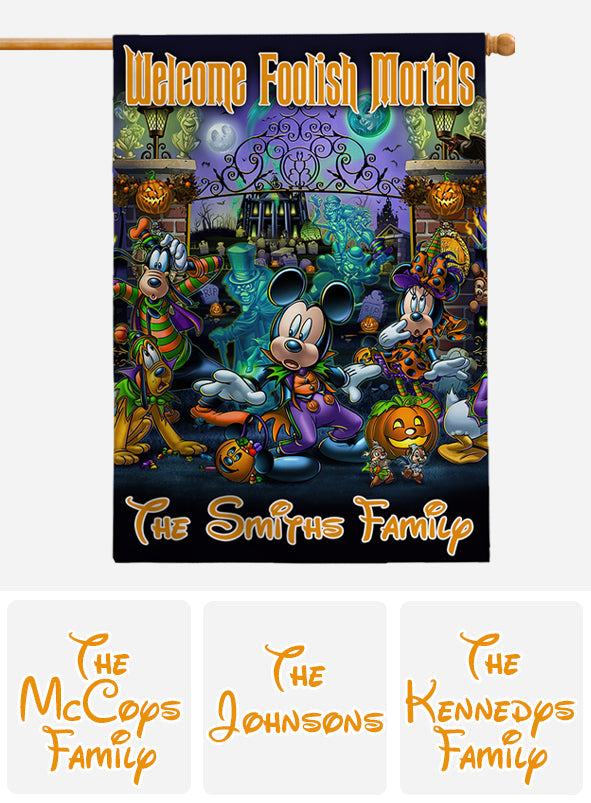 Personalized Halloween Mouse House Flag with Family Name House Flag GradoCreations