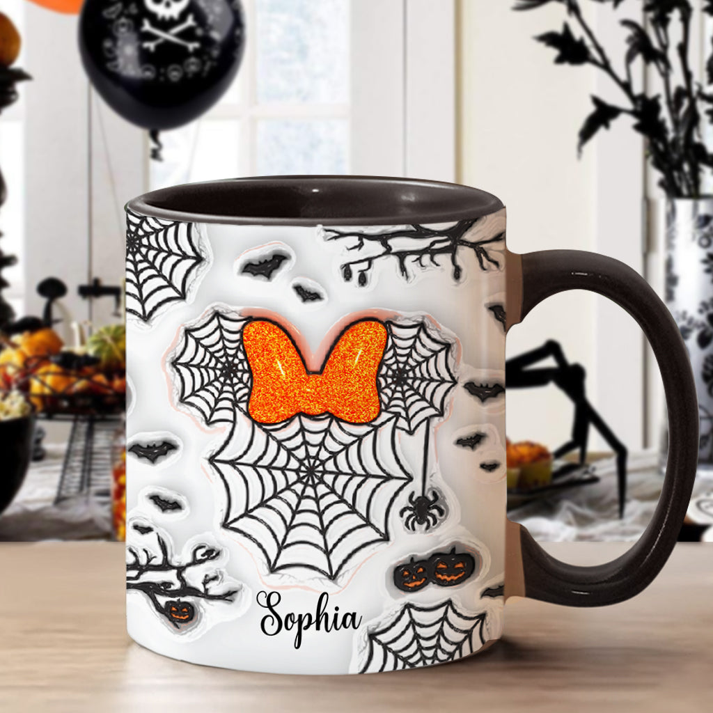 Personalized Halloween Accent Mug with Spider Webs & Name Accent Mug GradoCreations