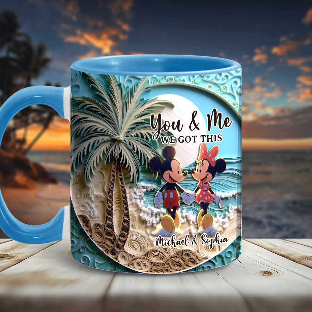 Personalized Couple Beach Scene Accent Mug Custom Names Gift Accent Mug GradoCreations