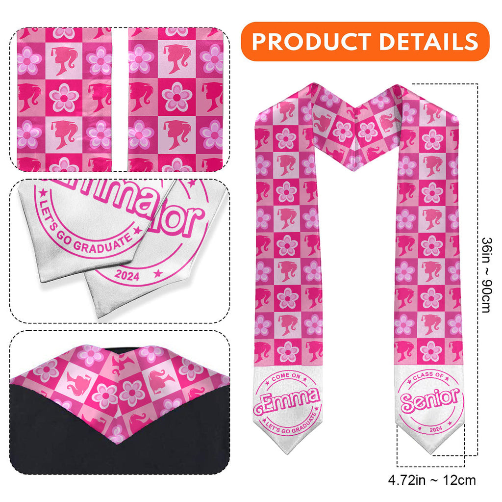 Personalized Pink Graduation Stole Custom Name for Seniors Graduation Stole GradoCreations