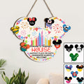 Personalized Mickey Mouse Shaped Wood Sign for Grandkids Welcome Home Decor Wood Sign GradoCreations