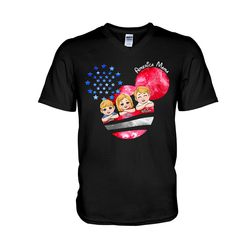 Personalized America Mama T-Shirt & Hoodie Custom Family Gift T-shirt & Hoodie GradoCreations