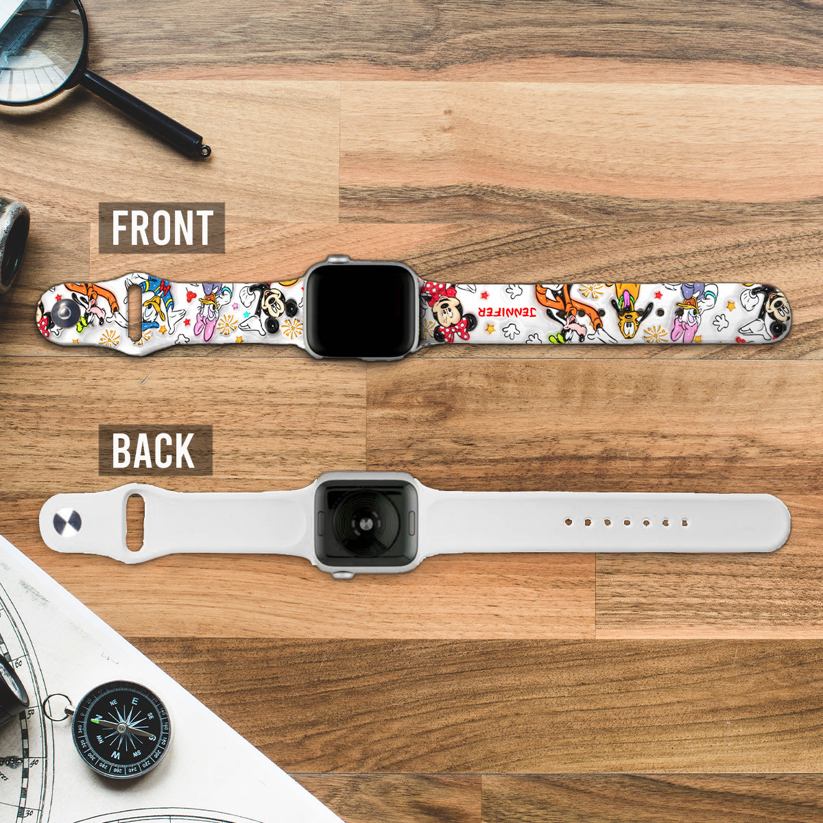Personalized Puffy Mouse Ears Apple Watch Band Custom Name Gift Apple Watch Band GradoCreations