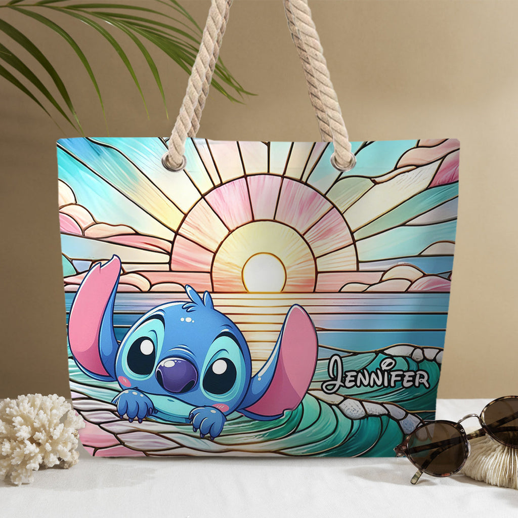 Personalized Canvas Beach Bag Custom Name with Rope Handles Beach Bag GradoCreations