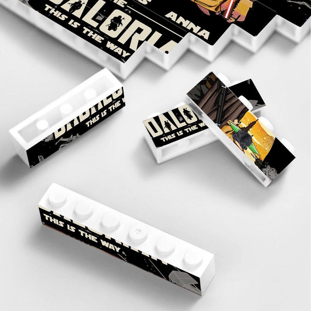 Personalized Dadalorian Building Block Gift for Dad - Custom Name Decor One-sided Rectangle Building Brick Blocks GradoCreations