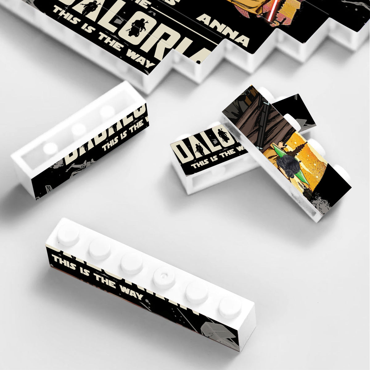 Personalized Dadalorian Building Block Gift for Dad - Custom Name Decor One-sided Rectangle Building Brick Blocks GradoCreations