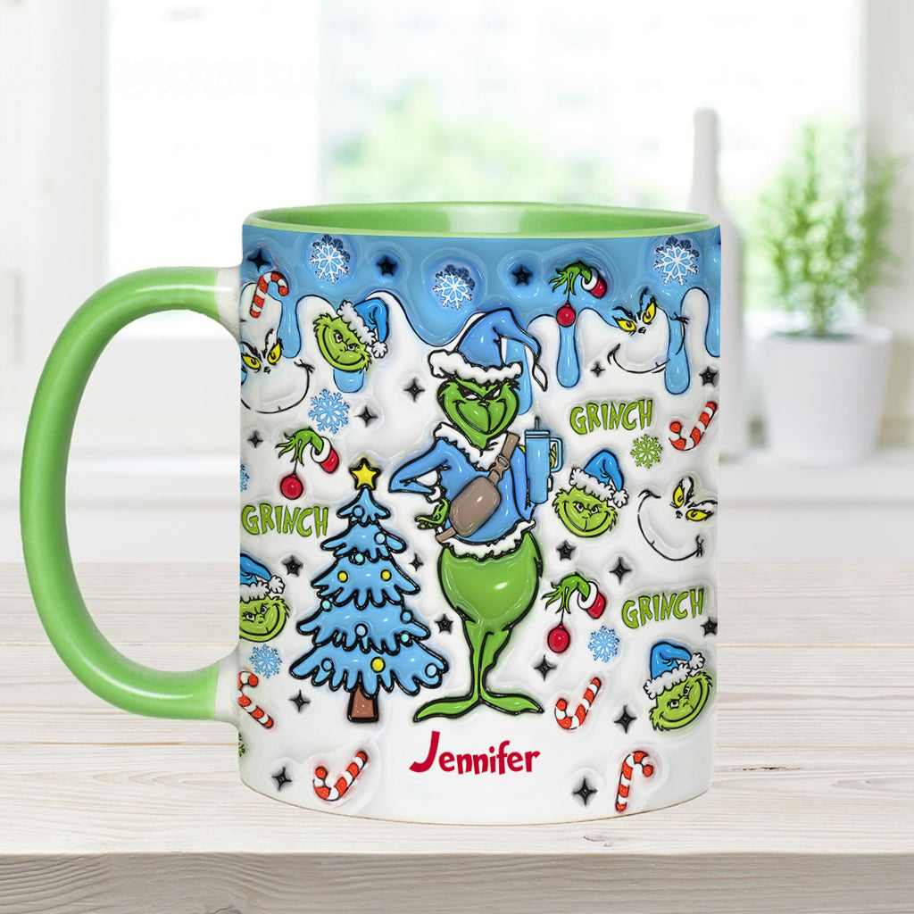 Personalized Grinch Accent Mug Custom Name Christmas Gift Accent Mug GradoCreations