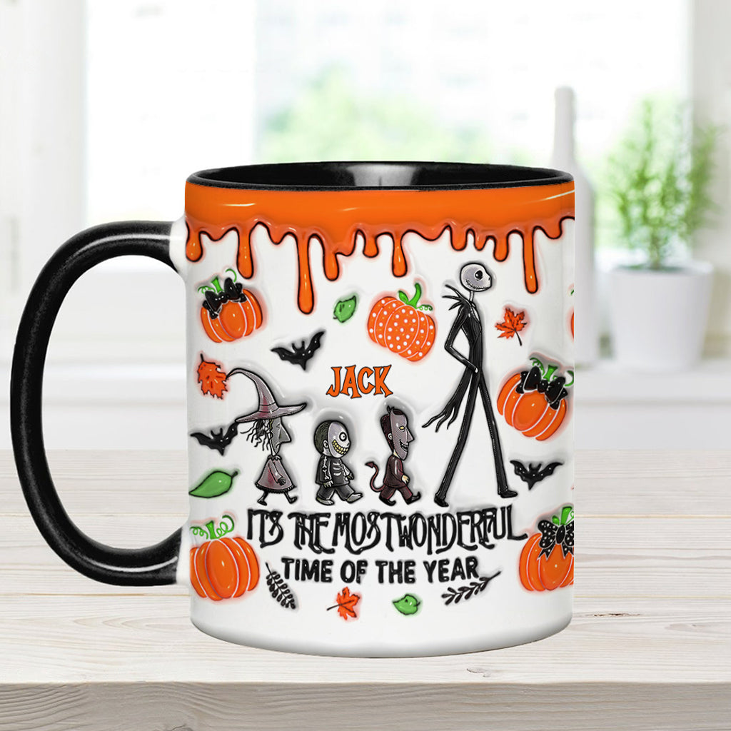 Personalized Autumn Skeleton Accent Mug Custom Name Gift Accent Mug GradoCreations