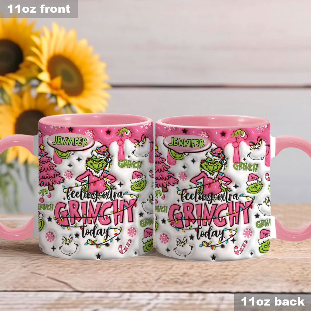 Personalized Grinch Accent Mug & Coaster Gift for Christmas Accent Mug GradoCreations