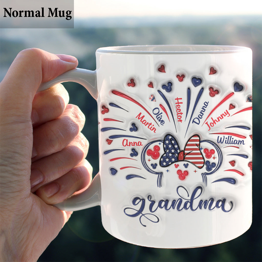 Personalized Firework Mouse Mug Custom Family Names Gift for Grandma Mug GradoCreations