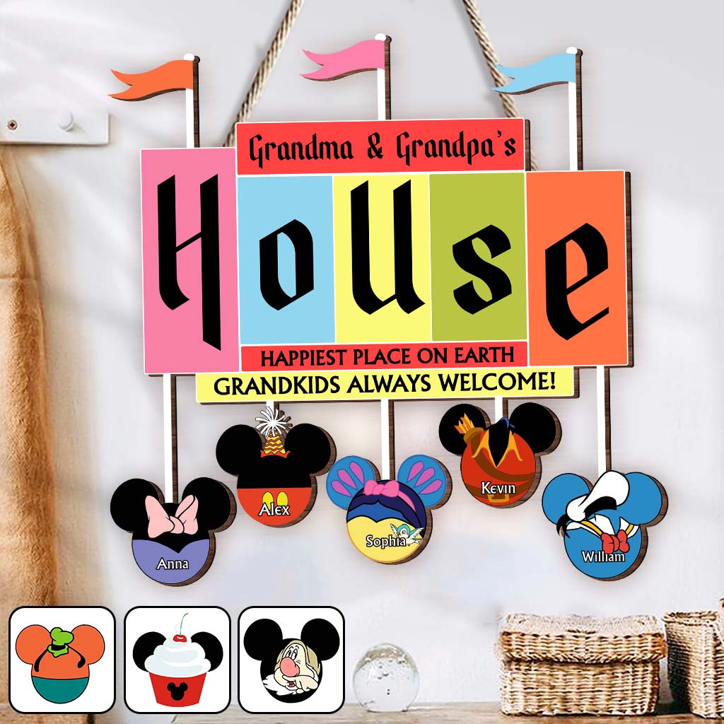 Personalized Happiest Place on Earth Wood Sign for Grandparents - Custom Name Decor Gift Wood Sign GradoCreations