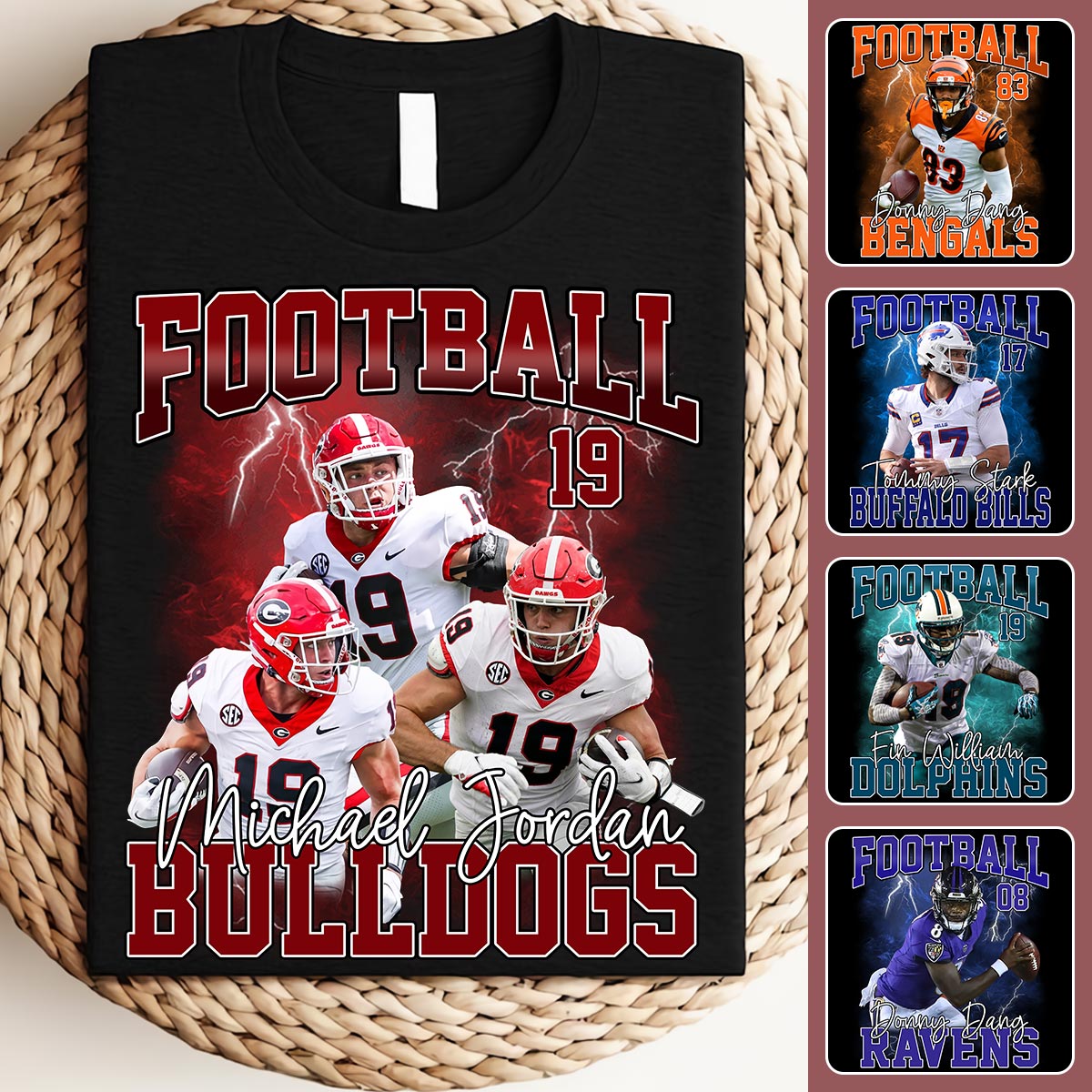 Personalized Football T-Shirt and Hoodie Custom Game Day Gift T-shirt & Hoodie GradoCreations