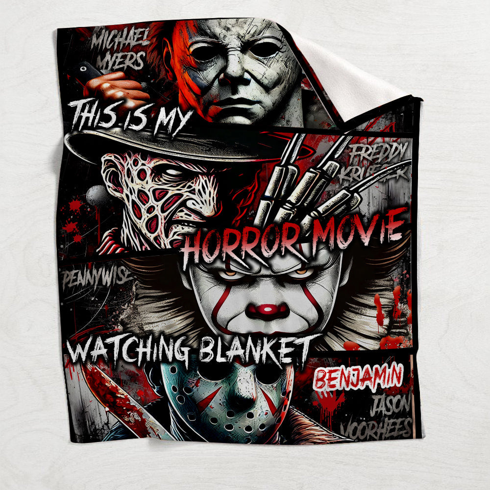 Personalized Horror Movie Watching Blanket Custom Name Gift Blanket GradoCreations