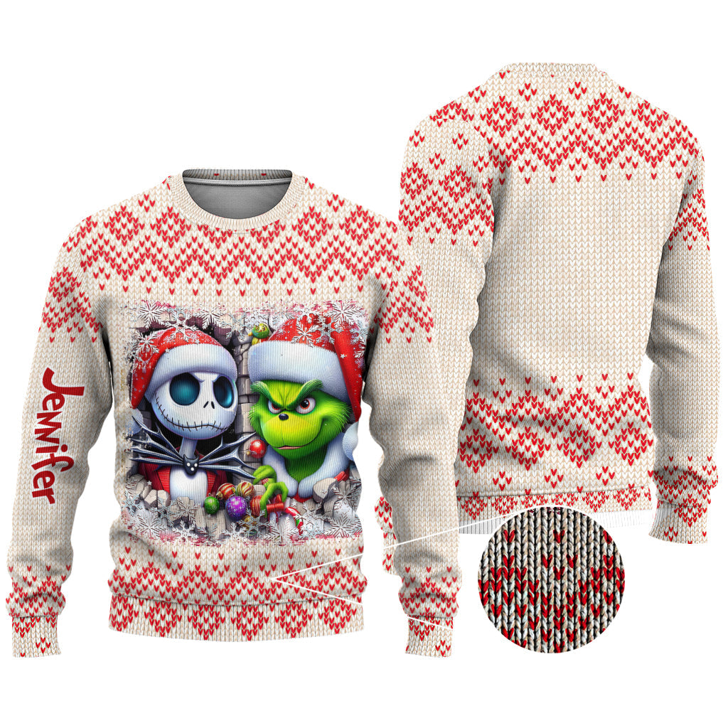 Personalized Nightmare Before Christmas Ugly Sweater for Christmas Ugly Sweater GradoCreations